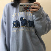 Sudadera holgada con bordado del Parque Nacional del Oso Azul Lindo